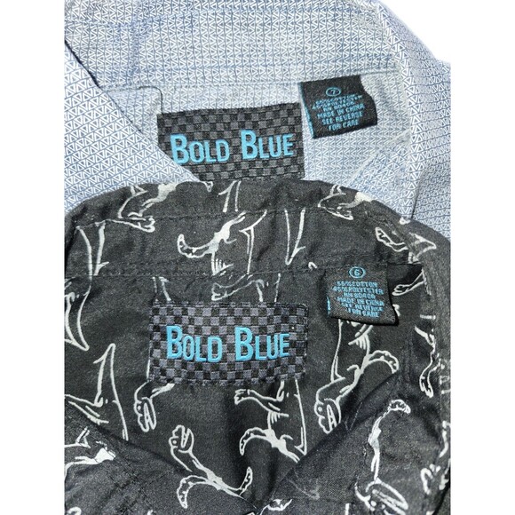 Bold Blue Collar Button Down Kids Shirt Set 6-7 - Picture 2 of 6